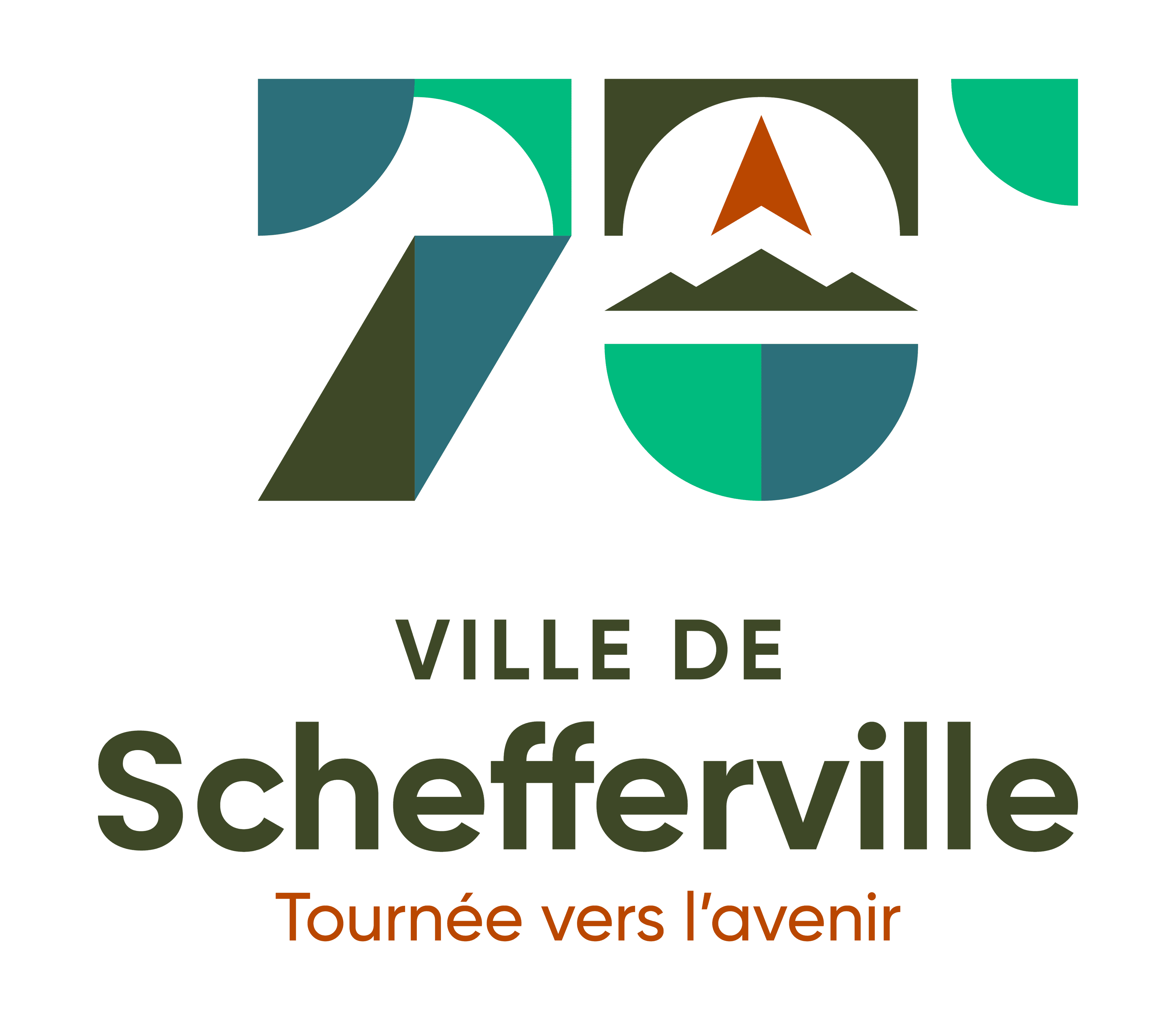 Logo vertical du 70e anniversaire de la Ville de Schefferville